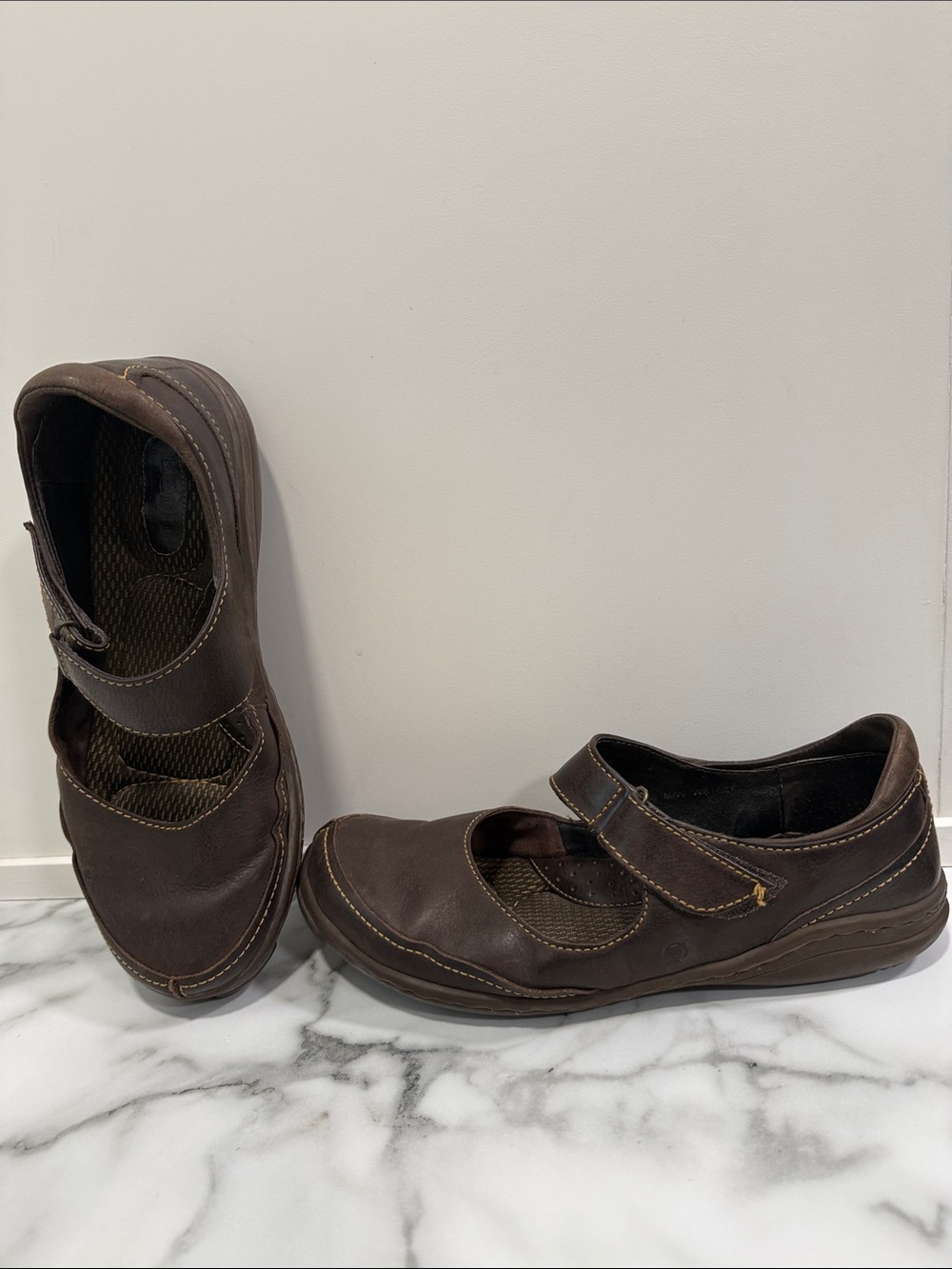 Born Brown Leather Mary Jane Comfort Casual Flats women’s 9